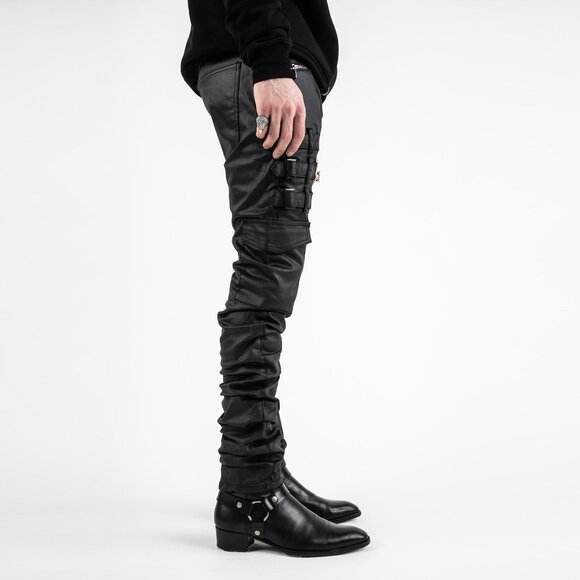 AKINGS Omari Waxed Stacked Jeans - Picture 6 of 7